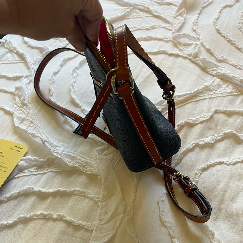 Dooney & Bourke Midnight Pebble Leather Crossbody with Brown Trim - Picture 5 of 5